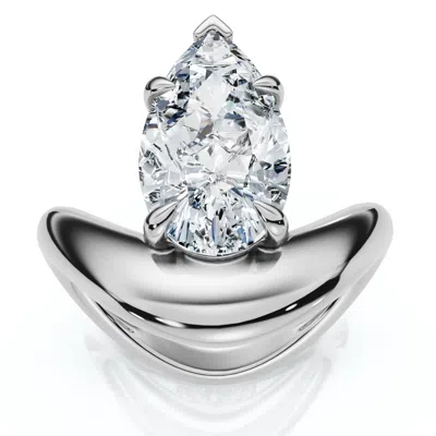 Pompeii3 Certified 2ct Minali Curved Pear Diamond Engagement Ring 14k Gold/pt Lab Grown In Silver
