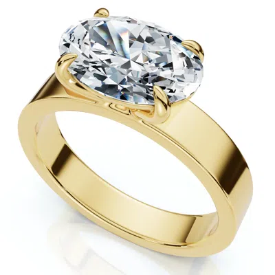 Pompeii3 Certified 2ct Oval East West Solitaire Engagement Ring 14k Gold Or Pt Lab Grown