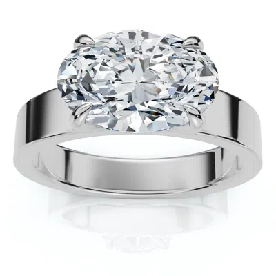 Pompeii3 Certified 2ct Oval East West Solitaire Engagement Ring 14k Gold Or Pt Lab Grown In Metallic