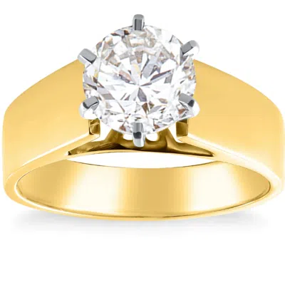 Pompeii3 Certified 2ct Round Diamond Solitaire Engagement Ring 14k Yellow Gold Lab Grown In Multi