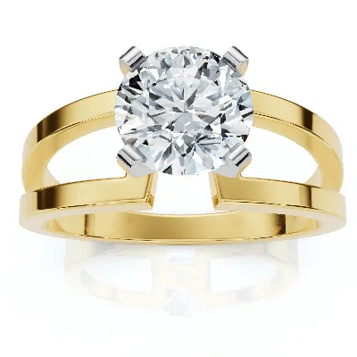 Pompeii3 Certified 2ct Round Solitaire Lab Grown Diamond Engagement Ring 14k Yellow Gold Size Selectable In Pink