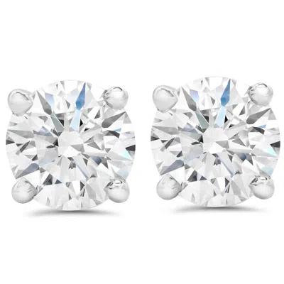 Pompeii3 Certified 2ct Tw Diamond Studs Screw Back 14k White Gold Lab Grown In Transparent
