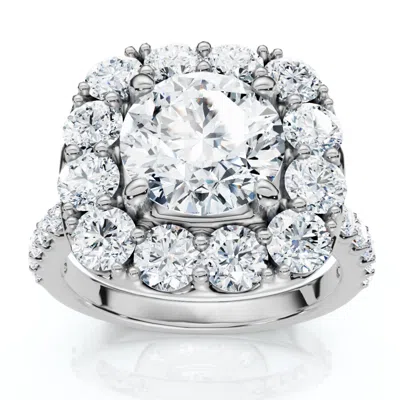 Pompeii3 Certified 3 1/2ct Cushion Halo Diamond Engagement Ring 14k Gold Or Pt Lab Grown In Metallic