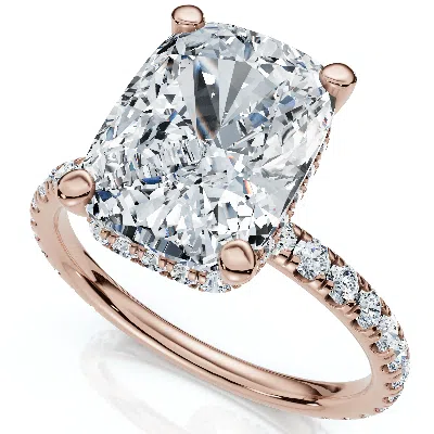 Pompeii3 Certified 3 1/2ct Cushion Hidden Halo Diamond Engagement Ring 14k Gold Lab Grown