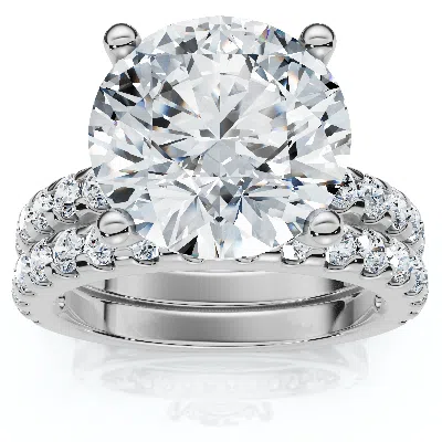 Pompeii3 Certified 3 1/2ct Diamond Engagement Matching Wedding Rings 14k Gold Lab Grown In Silver