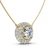 Pompeii3 Certified 3 1/2ct Euro Diamond Pendant 14k Gold 18" Women's Necklace Lab Grown In Gold