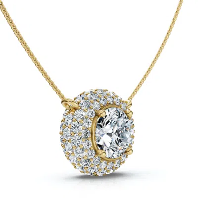 Pompeii3 Certified 3 1/2ct Euro Diamond Pendant 14k Gold 18" Women's Necklace Lab Grown