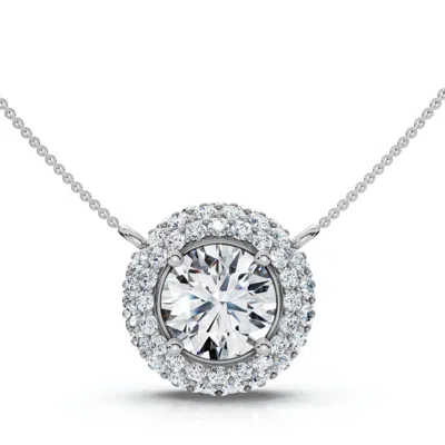 Pompeii3 Certified 3 1/2ct Euro Diamond Pendant 14k Gold 18" Women's Necklace Lab Grown In White
