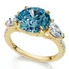 Pompeii3 Certified 3 1/2ct Fancy Blue Lab Grown Accent Diamond Engagement Ring 14k Gold