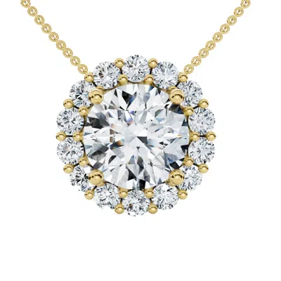 Pompeii3 Certified 3 1/2ct Halo Diamond Pendant Lab Grown 14k Gold Women's Necklace