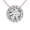 Pompeii3 Certified 3 1/2ct Halo Diamond Pendant Lab Grown 14k Gold Women's Necklace In Multi