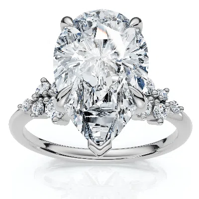 Pompeii3 Certified 3 1/3ct Pear Diamond Engagement Ring 14k Gold Or Platinum Lab Grown In Transparent