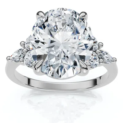 Pompeii3 Certified 3 1/3ct Versailles Oval Engagement Ring 14k Gold Or Platinum Lab Grown In Metallic