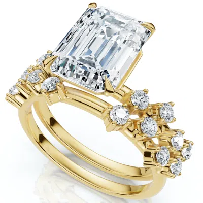 Pompeii3 Certified 3 1/4ct Emerald Diamond Bridal Set 14k Gold Or Platinum Lab Grown