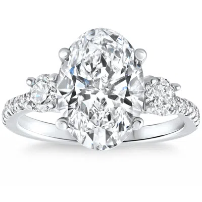 Pompeii3 Certified 3 1/4ct Oval Diamond Engagement Ring 14k Gold Lab Grown In Multi