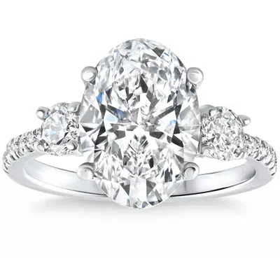 Pompeii3 Certified 3 1/4ct Oval Diamond Engagement Ring 14k Gold Lab Grown In Neutral