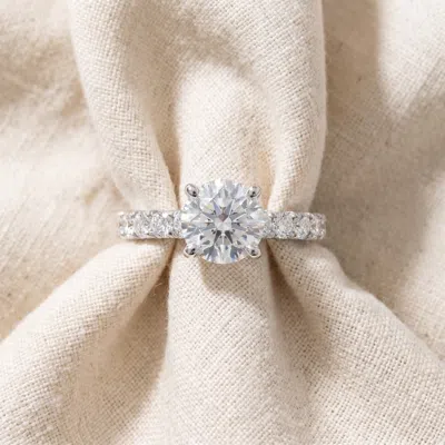 Pompeii3 Certified 3 1/4ct Tw Round Diamond Engagement Ring 14k White Gold Lab Grown In Silver