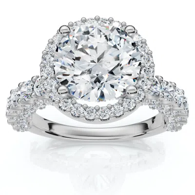 Pompeii3 Certified 3 1/5ct Pave Diamond Engagement Ring 14k Gold Lab Grown In Multi