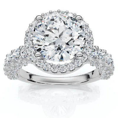 Pompeii3 Certified 3 1/5ct Pave Diamond Engagement Ring 14k Gold Lab Grown In White