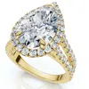Pompeii3 Certified 3 3/4ct Pear Shape Diamond Engagement Ring 14k Gold Or Pt Lab Grown