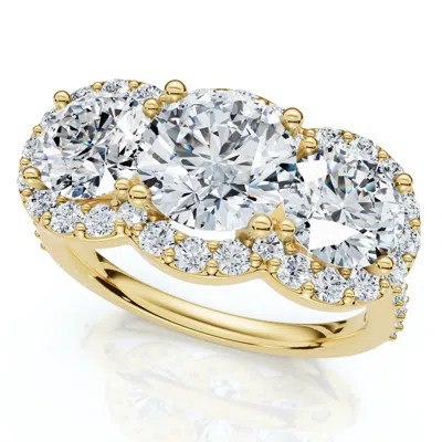 Pompeii3 Certified 3 3/4ct Three Stone Diamond Engagement Ring 14k Gold Lab Grown In Multi