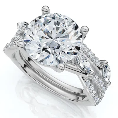 Pompeii3 Certified 3 5/8ct Diamond Engagement Wedding Ring Set 14k Gold Lab Grown In Silver