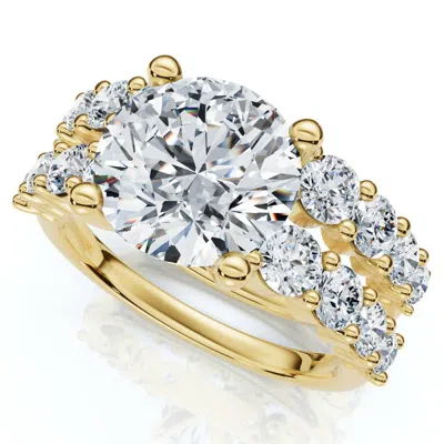 Pompeii3 Certified 3 6/8ct Diamond Engagement Wedding Ring Set 14k Gold Lab Grown In Silver