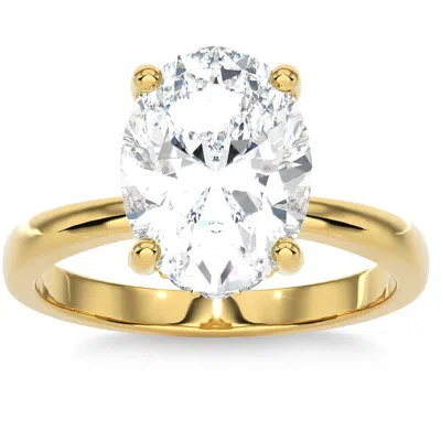 Pompeii3 Certified 3.10ct Oval Diamond Side Halo Engagement Ring In 14k Gold In Multi