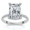 Pompeii3 Certified 3.20ct Emerald Cut Diamond Side Halo Ring 14k Gold Or Pt Lab Grown In White
