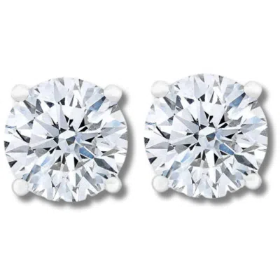 Pompeii3 Certified 3.20ct Tw Diamond Studs 14k Gold Screw Backs Lab Grown In Silver