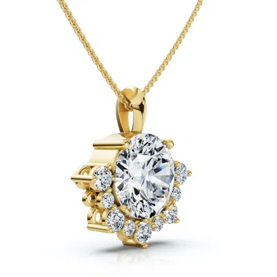 Pompeii3 Certified 3.25ct Diamond Pendant 14k Gold 18" Women's Necklace Lab Grown Fg/vs