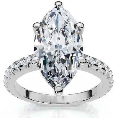 Pompeii3 Certified 3.40ct Marquise Diamond Engagement Ring 14k Gold Lab Grown In Metallic
