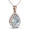 Pompeii3 Certified 3.40ct Pear Shape Diamond Halo Dangle Penadnt 14k Gold Lab Grown 1"