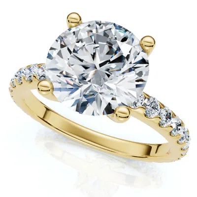 Pompeii3 Certified 3.40ct Round Cut Diamond Engagement Ring 14k Gold Lab Grown In Silver