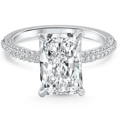 Pompeii3 Certified 3.44ct Cassidy Radiant Cut Diamond Engagement Ring 14k Gold Lab Grown In Metallic