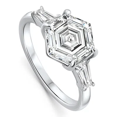 Pompeii3 Certified 3.54ct Hexagon Diamond Engagement Ring 14k Gold Lab Grown E/vvs2 Size: 7 In Multi