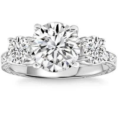 Pompeii3 Certified 3.58ct Designer Engagement Round Diamond Ring White Gold Lab Grown Size: 7