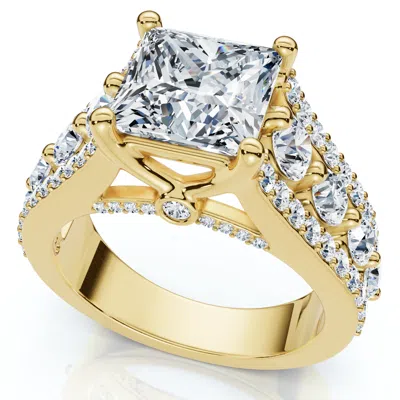 Pompeii3 Certified 3.80ct Princess Cut Diamond Engagement Ring 14k Gold Lab Grown In Multi