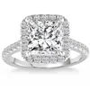 Pompeii3 Certified 3.80ct Princess Cut Halo Diamond Engagement Ring 14k White Gold In Silver
