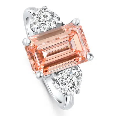 Pompeii3 Certified 3.90ct Fancy Vivid Pink Diamond Engagement Ring Gold Lab Grown Size: 5 In Multi