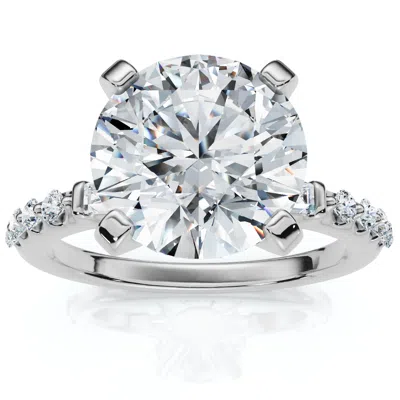Pompeii3 Certified 3ct Diamond & Baguette Accent Diamond Ring 14k Gold Or Pt Lab Grown In Multi