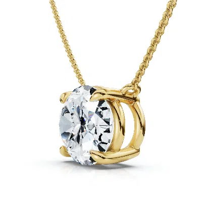 Pompeii3 Certified 3ct Diamond Oval Solitaire Pendant 14k Gold 18" Women's Chain Lab Grown