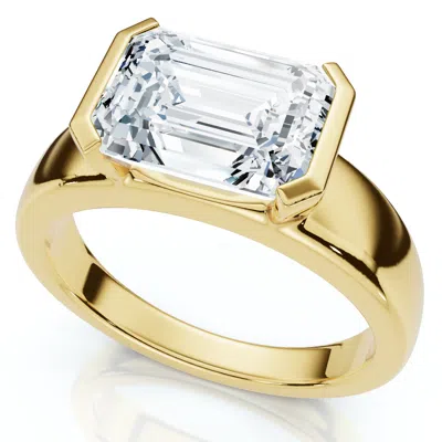 Pompeii3 Certified 3ct East West Emerald Diamond Engagement Ring 14k Gold Or Pt Lab Grown In Multi