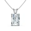 Pompeii3 Certified 3ct Emerald Cut Diamond Side Halo Pendant 14k Gold 18" Lab Grown In White