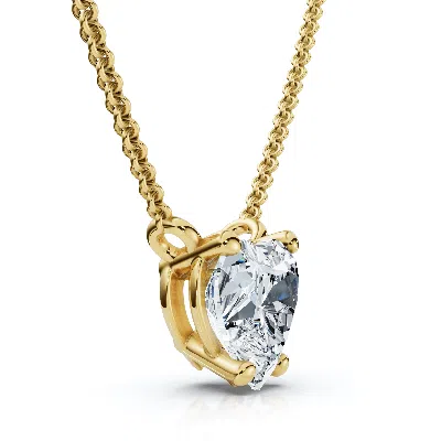 Pompeii3 Certified 3ct Heart Solitaire Diamond Pendant Necklace 14k Gold Lab Grown In Metallic