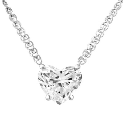 Pompeii3 Certified 3ct Heart Solitaire Diamond Pendant Necklace 14k Gold Lab Grown In Multi
