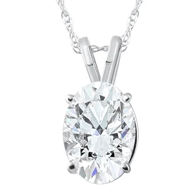 Pompeii3 Certified 3ct Oval Diamond Solitaire Certified Lab Grown Diamond Pendant Necklace In Multi