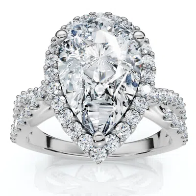 Pompeii3 Certified 3ct Pear Shape Diamond Engagement Ring 14k Gold Or Platinum Lab Grown In Silver