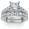 Pompeii3 Certified 3ct Princess Cut Diamond Engagement Ring Set 14k Gold Lab Grown In Silver