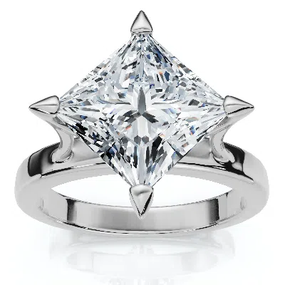 Pompeii3 Certified 3ct Princess Cut Diamond Solitaire Engagement Ring 14k Or Pt Lab Grown In Metallic
